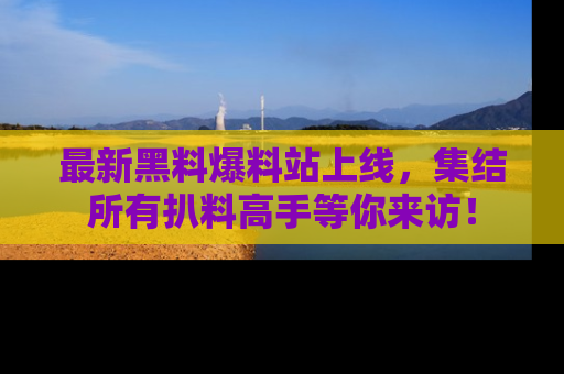 最新黑料爆料站上线,集结所有扒料高手等你来访!